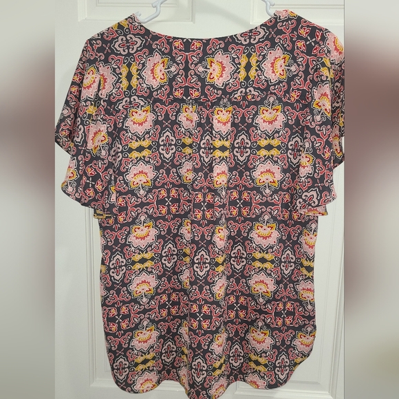 LOFT Women's Floral Patterned Blouse - Gray Muticolored - Picture 5 of 5